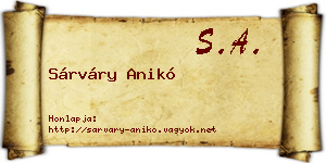Sárváry Anikó névjegykártya